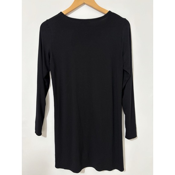 Eileen Fisher Petite Black Long Sleeve Tunic Top Dress PM Classic Minimalist - Picture 4 of 9